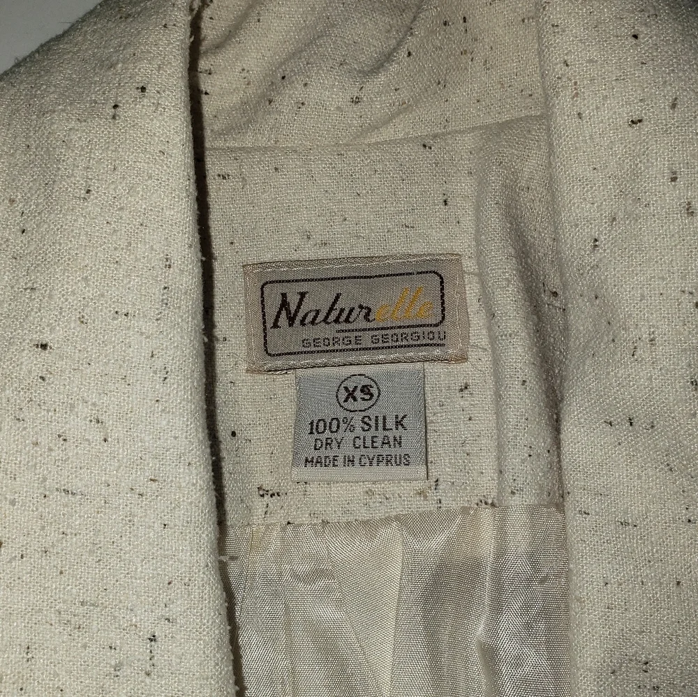 Naturelle George Georgiou Tan Beige 100% Silk Blazer Sz XS Western Style Jacket - Picture 12 of 16